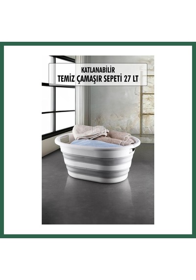 Bezos Katlanabilir Silikon Çamaşır Sepeti & Akordiyon Katlanır Sepet 27 Lt Bzs01 Çok Renkli
