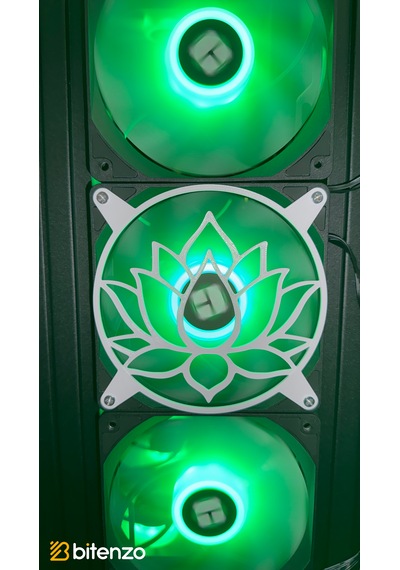 Lotus Çiçeği Desenli V2 120x120 Mm Pc Fan Kapağı - Masaüstü Bilgisayar Fan Kapağı Beyaz