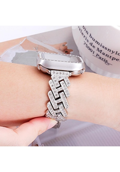 Apple Uyumlu Watch  44/45/46/49mm Kordon Taşlı İnce Metal Kordon 103 2/3/4/5/6/se/7/8/9/10/11/ultra