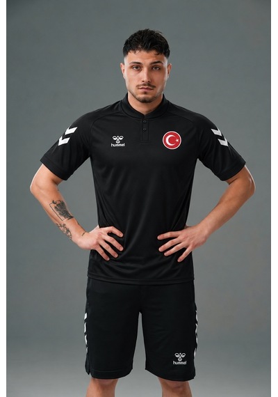 Hummel Humel Armin Milli Takım Bebe Yaka Tişört Siyah