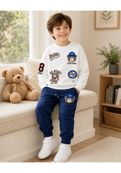Eray Alp Kids Erkek Çocuk Ayıcık Baskılı Sweatshirt Eşofman Takımı Günlük Rahat Kombin Lacivert Eray Alp Kids Erkek Çocuk Ayıcık Baskılı Sweatshirt Eşofman Takımı Günlük Rahat Kombin Lacivert