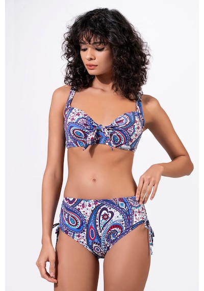 Endeep Kadın Büyük Beden Balenli Destekli Mavi Etnik Desenli Bikini Takımı