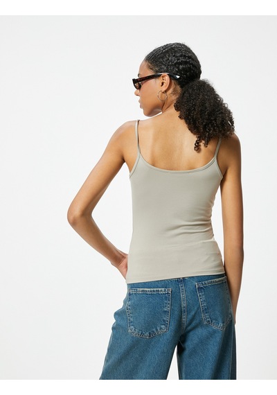Koton Basic Atlet İp Askılı U Yaka Slim Fit Bej 4sal30223ık Ekru