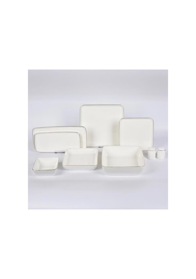 New Bone Porselen Kare 30 Parça Yemek Takımı Mtfk0117 Beyaz