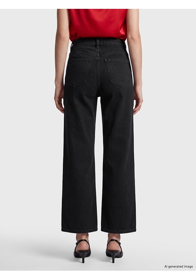 Lcw Jeans Siyah Straight Fit Taşlı Kadın Jean Pantolon