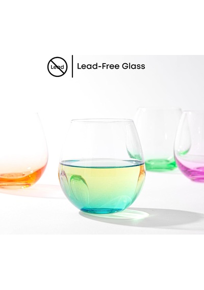 Hue Stemless Şarap Kadehi Seti. Büyük, 15 Oz, Sapsız, 6'li Set Beyaz Şarap, Kırmızı Şarap, Su, Köksüz Margari Diğer