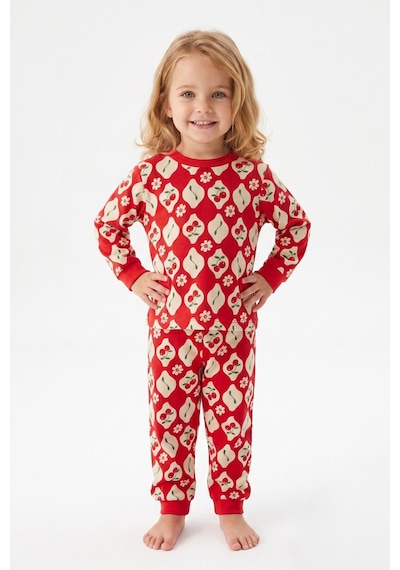 Modanıno %100 Pamuk Ve Baskılı Kız Çocuk Pijama Takımı 9-36 Ay 12741ıs Nar Çiçeği