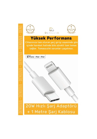 Şarjaleti Apple iPhone Uyumlu 20w Usbc Hızlı Şarj Adaptörü Lightning Kablo Akım Korumalı Seti 14 15 Plus Pro