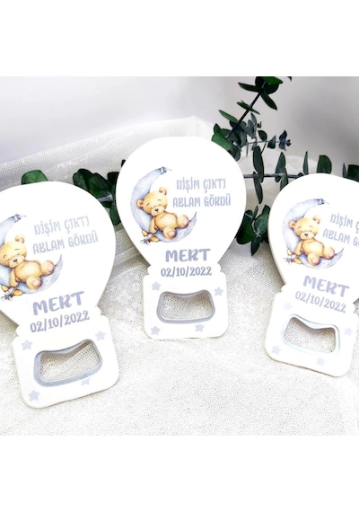 Yeni Doğan Bebek Buzdolabı Magnet Yıldızda Uyuyan Ayıcı 30 Adet