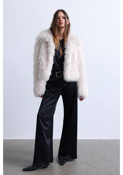 Suud Collection Ekru Suzie Suni Kürk Ceket