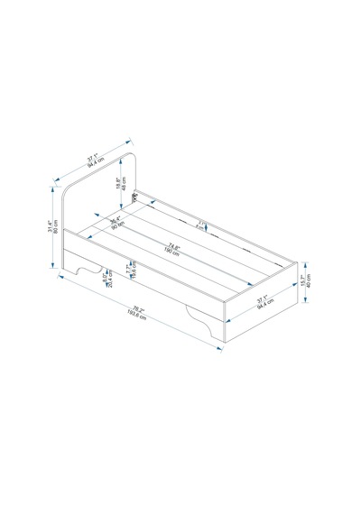Arnetti Luses 90x190cm Yatak Uyumlu Tek Kişilik Karyola Beyaz