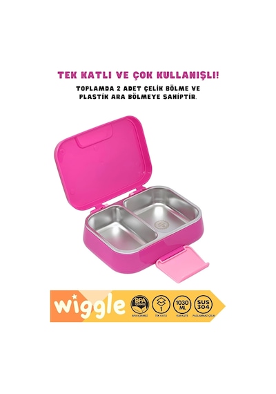 Bento 1030ml Lunchbox Barbie Temalı Lisanslı Tek Katlı 2 Bölmeli Paslanmaz Çelik Sefer Tası Yemek Kutu Çok Renkli