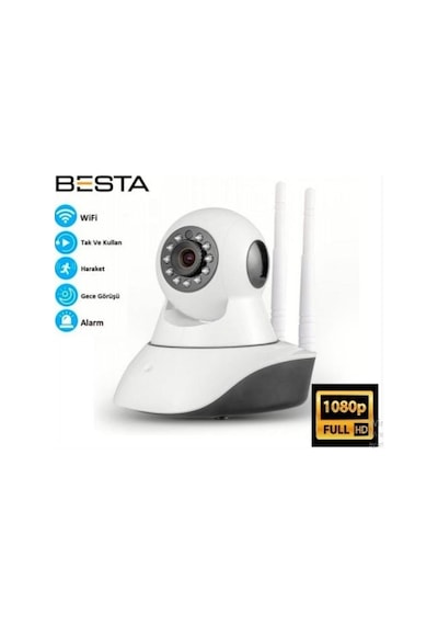 1080p 2mp 360 Derece Full Hd Kablosuz Ip Gece Görüşlü Wifi Güvenlik Kamerası 32 Gb Sd Kart Dahil
