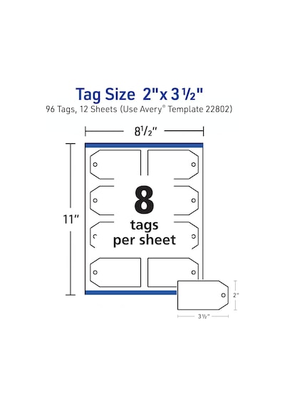 Avery Yazdırılabilir Tags Ile Tel Inkjet Için Pack Of 96 Diğer