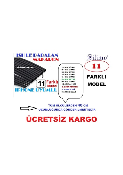 Isıyla Daralan Makaron Kablo Tamir 11 Li Iphone Kablo Için Uygun