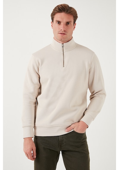 Buratti Pamuklu Regular Fit Yarım Fermuarlı Dik Yaka Erkek Sweat 59052592 Kum