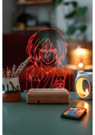 Mikasa Ackerman Attack On Titan 16 Renk Gece Lambası