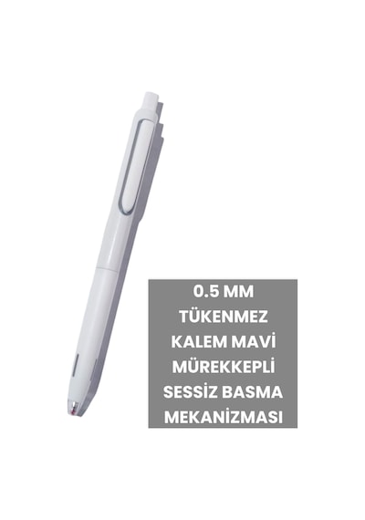 0.5 Mm Tükenmez Kalem Mavi Mürekkepli Sessiz Basma Mekanizması Amerikan Markası Writech Üretim Pembe