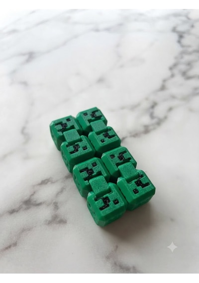 Creeper Desenli Mafsallı Hareketli Stres Çarkı Küpü - 3d Üretim Çocuk Ve Hediye Oyuncak