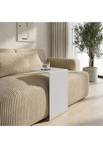 Metal Koltuk Üstü C Sehpa Modern Minimal Yan Sehpa Gri