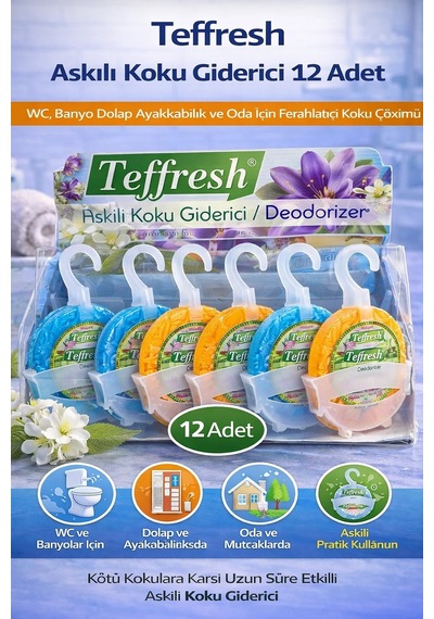 Vexor Teffresh Askılı Koku Giderici 12 Adet Wc Banyo Dolap Ayakkabılık Ve Oda İçin Askılı Ortam Koku