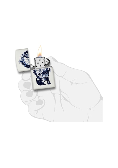 Zippo Wolf Mountain Compass Dizayn Çakmak Beyaz