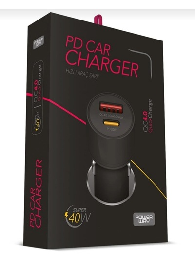 Powerway Cc40 40w Hızlı Şarj - Usb Ve Pd Çıkışlı Araç Şarj Aleti