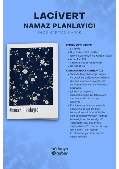 1 Yıllık Namaz Planlayıcı Defterim - Lacivert Çok Renkli