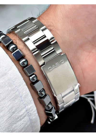 Casio Nda3177  Erkek Kol Saati Gümüş - Beyaz + Bileklik