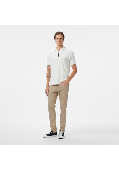 Nautica Erkek Beyaz Classic Fit Polo Yaka T-shirt Düz K55345t Beyaz