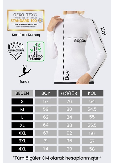 Nt Underwear Kadın Bambu Balıkçı Yaka Uzun Kol Body Hafif, Rahat Ve Şık Bej