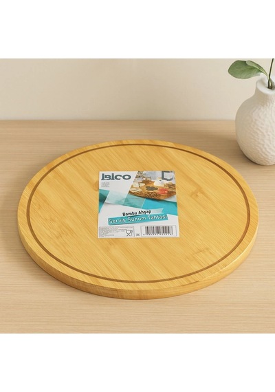 Hubrendy Tedarik Yuvarlak 29.7 Cm Bambu Döner Sunum Tepsisi 360