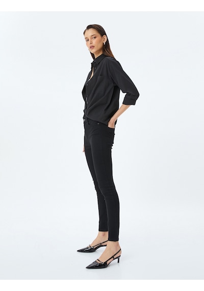 Koton Yüksek Bel Skinny Fit Dar Paça Düğmeli Kot Pantolon - Skinny Fit Push Up Jean Siyah 5sal40040md Siyah Koton Yüksek Bel Skinny Fit Dar Paça Düğmeli Kot Pantolon - Skinny Fit Push Up Jean Siyah 5sal40040md Siyah