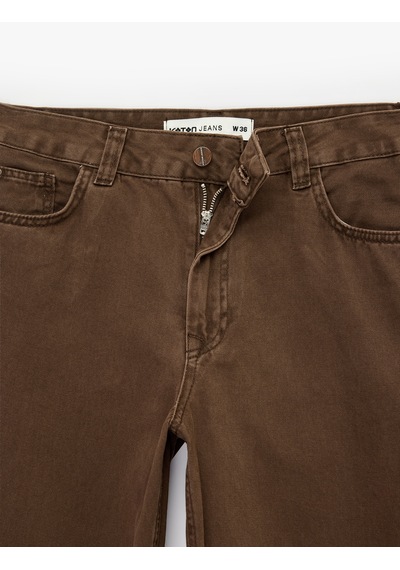 Koton Regular Fit Normal Bel Düz Paça Pamuklu Balon Pantolon - Balloon Jeans Kahverengi 6sal40115mw Kahve