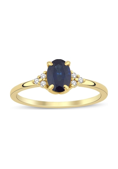 Safir Oval Tektaş Pırlanta Yüzük Sarı