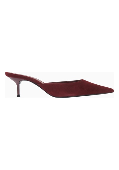 Schutz 63mm Topuklu Süet Point-toe Mules, Günlük Ve Gece Zarafeti Bordo