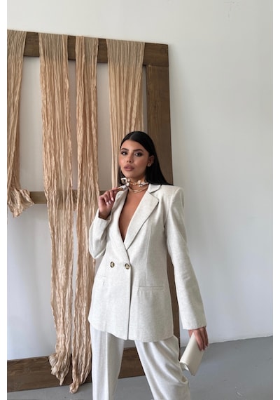 Moderie Butik Keten Ceket - Pantolon Takım - Ham Ham