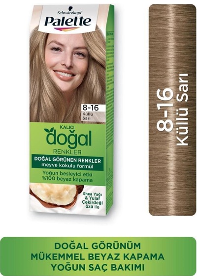 Palette Kalıcı Doğal Renkler Saç Boyası 8 - 16 Küllü Sarı X 2 Adet