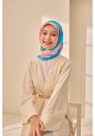 Silk Home Aura Eşarp 140001-12 Mavi, Somon, Pudra, Beyaz, Pembe