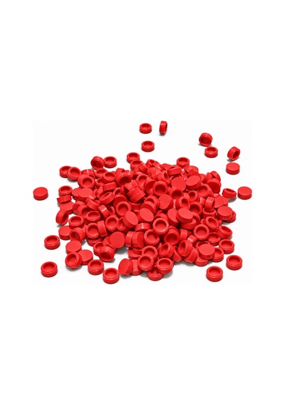 1x1 Round Tile Yuvarlak Karo Parça, Red Kırmızı 100 Adet