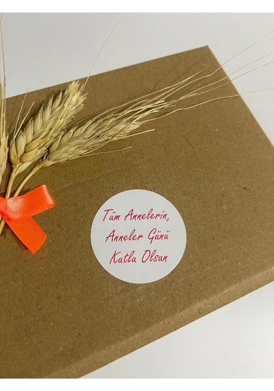 Anneler Günü Kırmızı El Yazılı Yuvarlak Yapışkanlı Etiket 4x4 Cm 120 Adet
