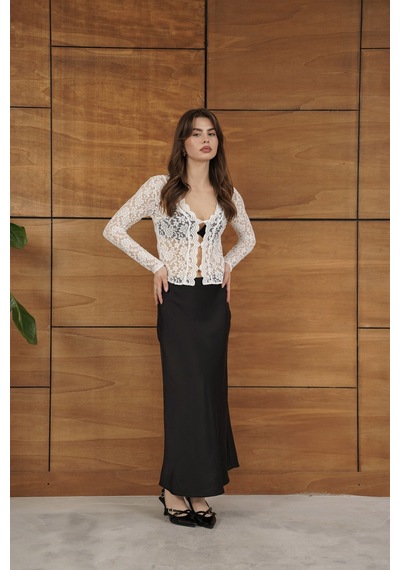 Verymoda Dügmeli Dantel Ceket F2072 Krem