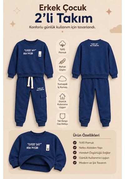 Ahengim Erkek Çocuk Pamuklu Baskılı 2 Li Takım Sweatshirt Eşofman Altı 1-4 Yaş Ak122 Lacivert Ahengim Erkek Çocuk Pamuklu Baskılı 2 Li Takım Sweatshirt Eşofman Altı 1-4 Yaş Ak122 Lacivert