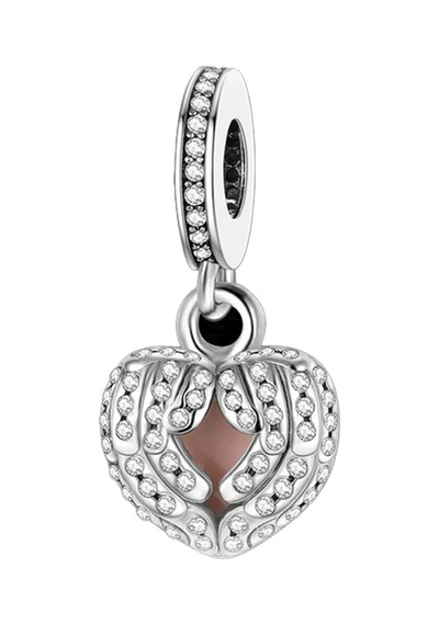Nur Silver Melek Kanatlı Kalp Gümüş Charm Nur-bl00292