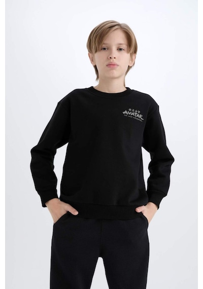 DeFacto Erkek Çocuk Avatar the Last Airbender Bisiklet Yaka İçi Yumuşak Tüylü Sweatshirt D6742A824WNBK81