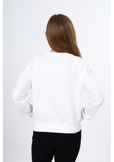 Toontoy Kız Çocuk Düşük Omuz Gazeli Okul Sweatshirt Ekru