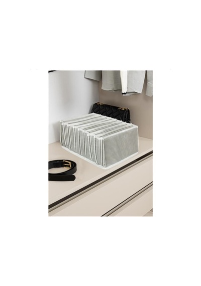 Yeni Ürün 8 Gözlü Katlanabilir Çekmece İçi Akordiyon Organizer Large Gri Beyaz Çizgili Model Beyaz - 825152088 Beyaz