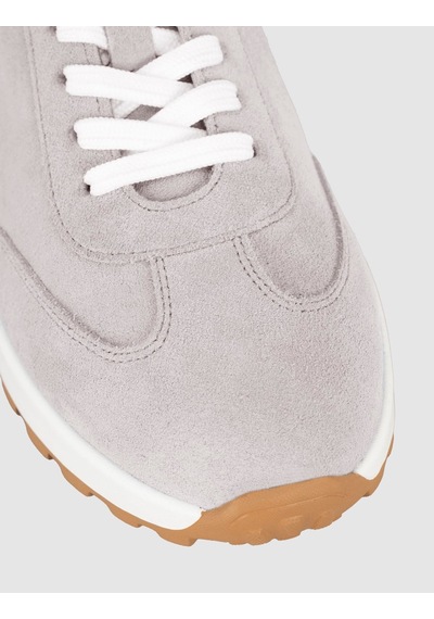 Açık Gri Süet Hakiki Deri Kadın Sneaker Ayakkabı