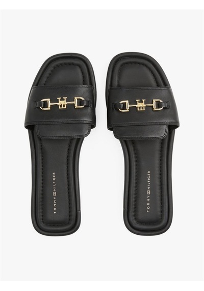 Tommy Hilfiger Leather Horsebıt Mule Kadın Siyah Sandalet - Fw0fw08420