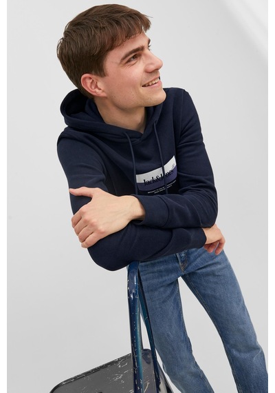 Jack & Jones Jack&jones Kapüşonlu Standart Kalıp Lacivert Erkek Sweatshirt 12242197 001
